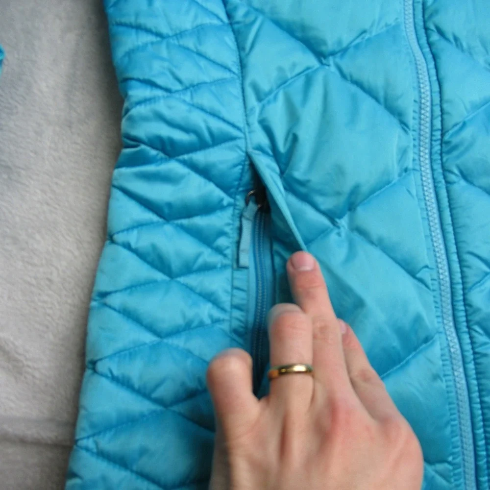 North Face Down Jacket Girls Medium 10/12 Blue Light Quilted‎ Puffer Aconcagua
